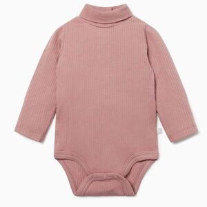 NWT Mori Ribbed Organic Bamboo Cotton Turtleneck Dusty Blush Pink Sz 3-6M